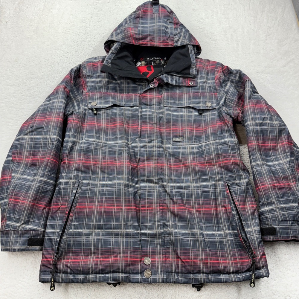 LIQUID FORCE 5000 Plaid Ski Snowboard Jacket Hooded Waterproof Breathable Men XS